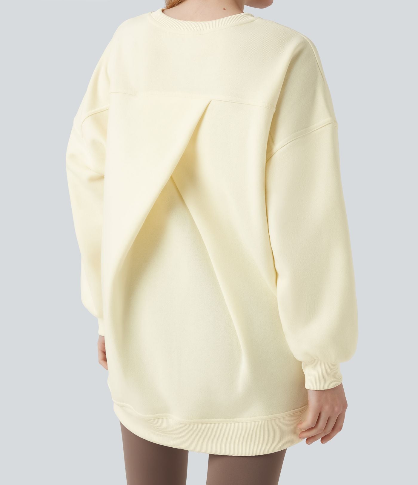 Sweat-shirt décontracté en polaire, col rond, manches longues, poches latérales, coupe oversize