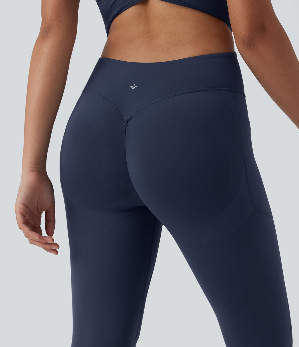 Combinaison sport gainante push-up col V longueur genoux Halara UltraSculpt™ avec poches - Édition Easy Peasy