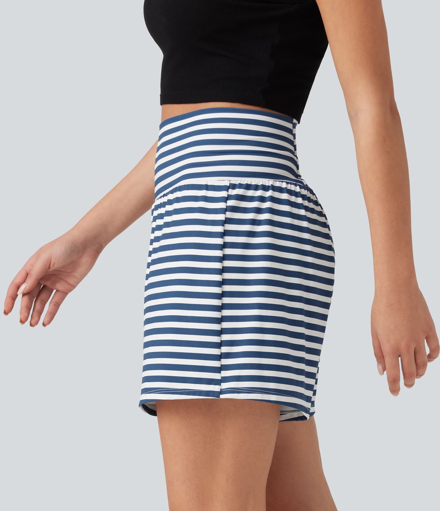 Short 2-en-1 à rayures taille haute 12,5 cm avec poches