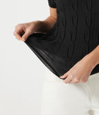 Pull polo décontracté en maille torsadée à manches courtes