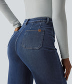Jean large décontracté Halara Flex™ Curvy taille haute gainant avec poches
