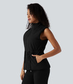Veste polaire PuffFlex 3-en-1 à col montant et manches longues avec passe-pouces et gilet matelassé avec poches