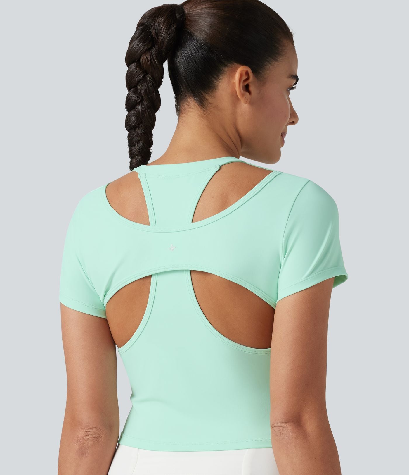 Haut SoftlyZero™ de sport d'entraînement col rond manches courtes avec découpe dos croisé effet frais InstantCool