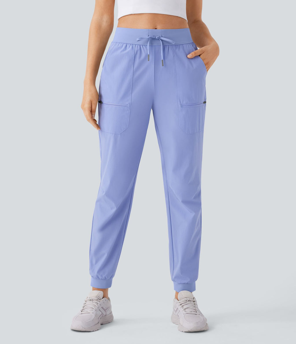 Pantalon de randonnée déperlant et résistant à l'usure, taille moyenne à cordon, poches multiples et doublure polaire