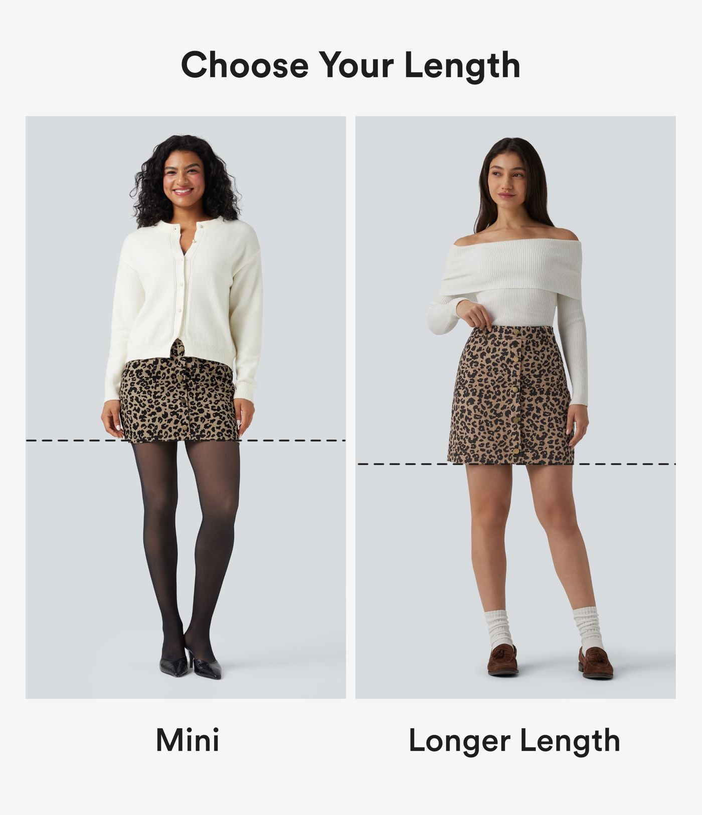 Jupe mini casual 2-en-1 léopard taille haute avec poche — Longueur allongée