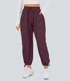 Breezeful™ Jogging Casual à Taille Haute avec Cordon de Serrage Poches Latérales Fente en Bas et Séchage Rapide