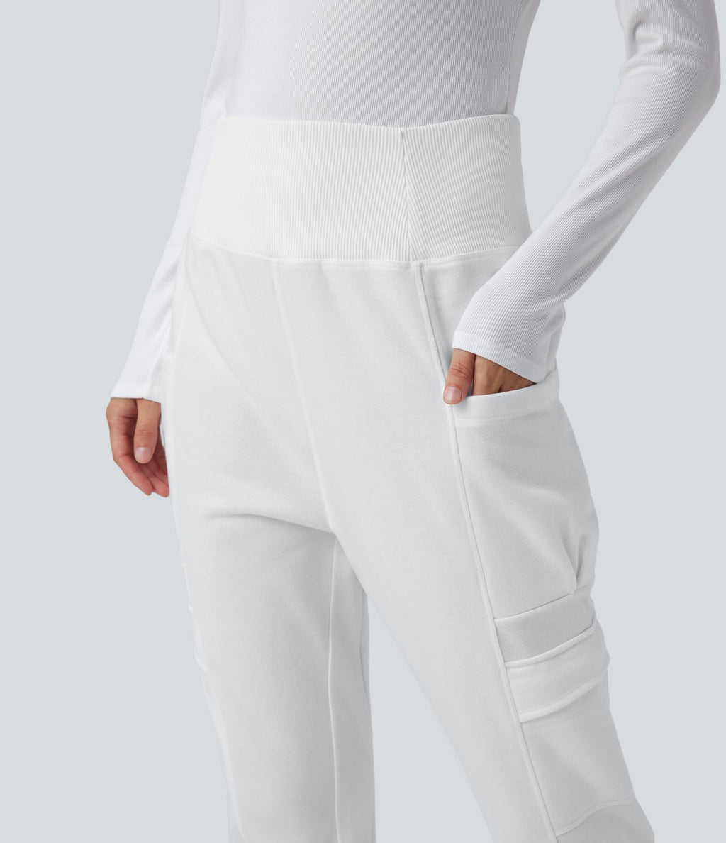 Jogging jogging cargo sarouel en polaire taille haute avec poches multiples