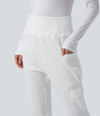 Jogging jogging cargo sarouel en polaire taille haute avec poches multiples