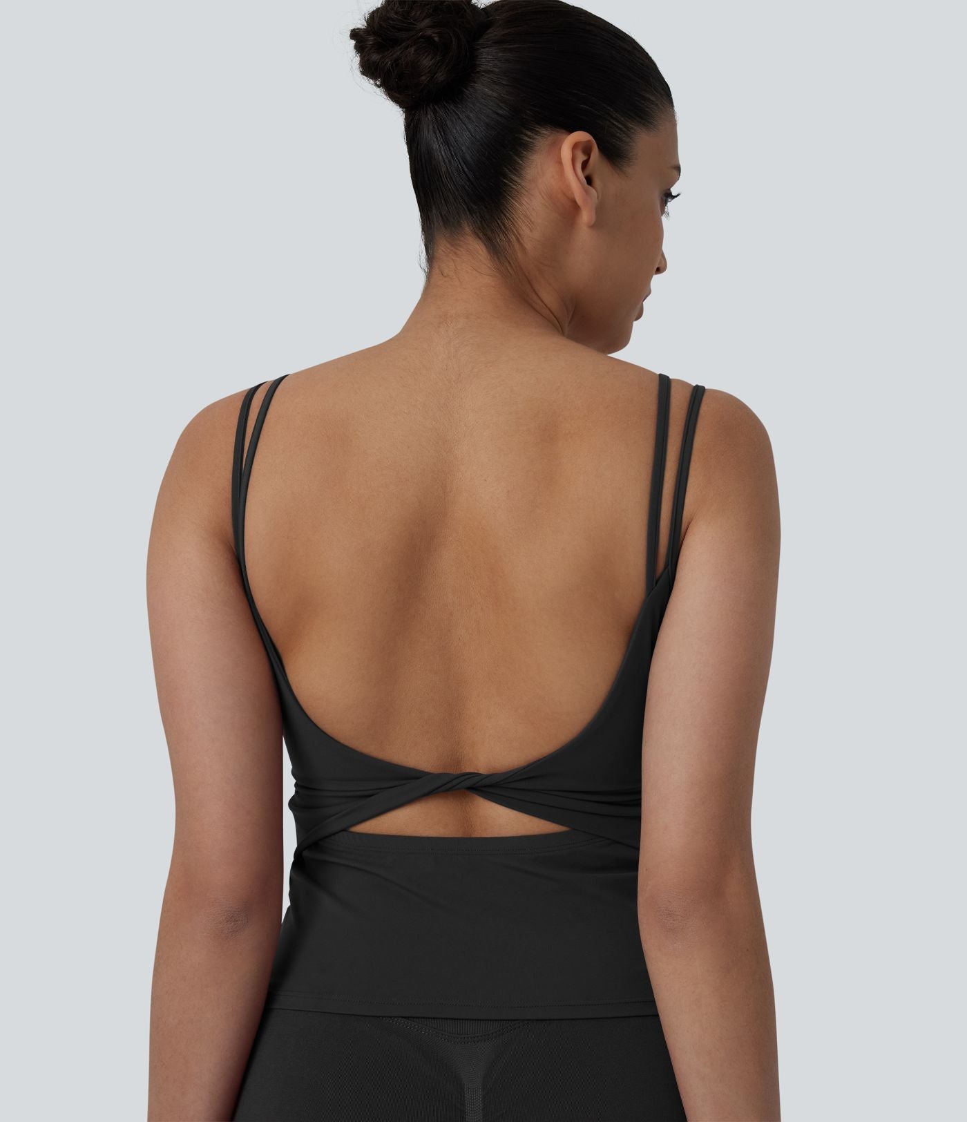 Débardeur court yoga dos nu torsadé doubles bretelles Halara UltraSculpt™ - Longueur allongée