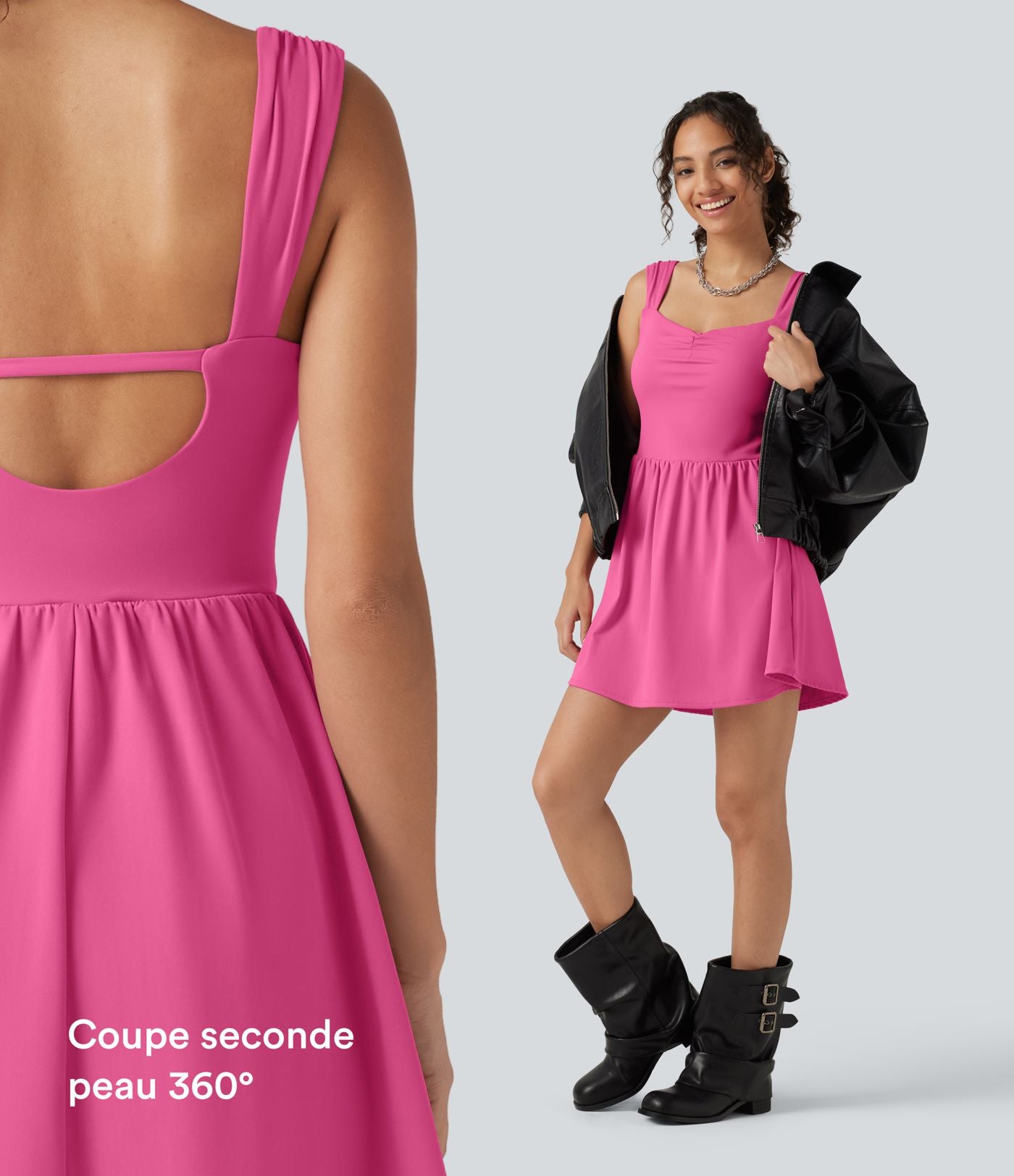 Robe-short mini SoftlyZero™ Plush à encolure cœur avec coussinets amovibles, poches et bonnets B à E, accès facile Easy Peasy