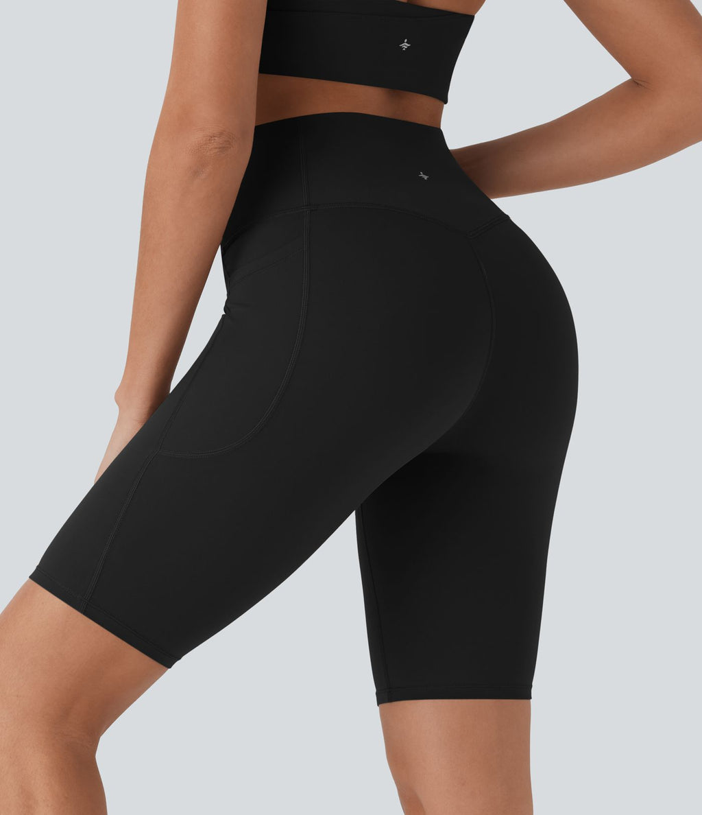Short cycliste 22,8 cm d'entraînement gainant taille haute avec poches Halara UltraSculpt™