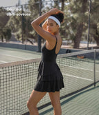 Robe de sport mini SoftlyZero™ Airy à effet frais InstantCool 2-en-1 avec volants superposés et dos nu avec poches
