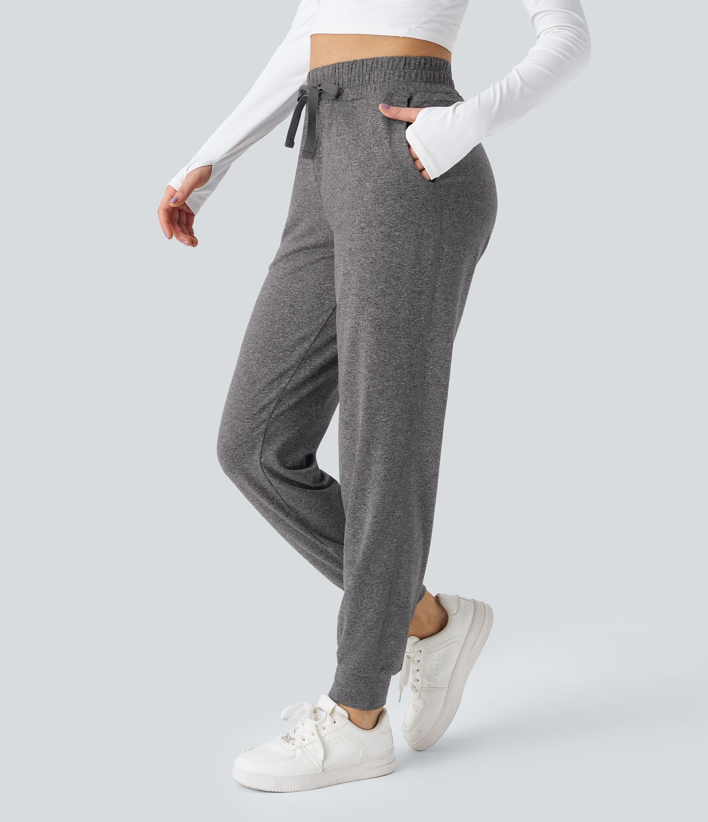 Jogging Yoga Froncé Taille Haute Cordon de Serrage Poche Latérale