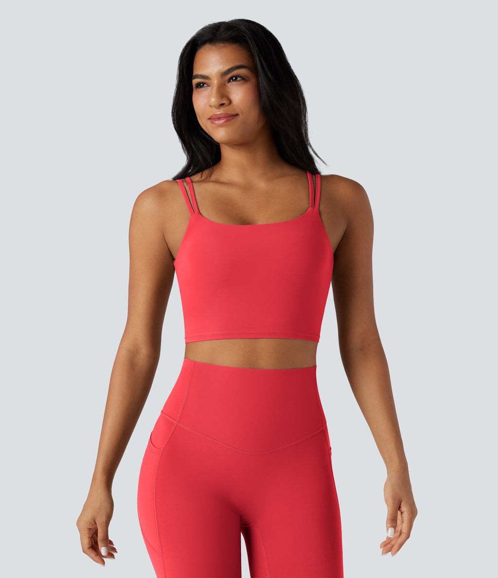 Débardeur yoga court Halara UltraSculpt™ double bretelles torsadé dos nu