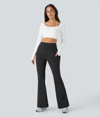 Pantalon de yoga évasé thermique taille haute avec poches latérales