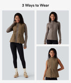 Veste polaire PuffFlex 3-en-1 à col montant et manches longues avec passe-pouces et gilet matelassé avec poches