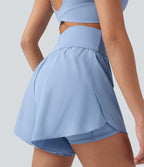 Short 2-en-1 de course gainant taille haute avec points réfléchissants, ourlet croisé et séchage rapide 12,5 cm avec poches SoftlyZero™