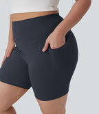 Short cycliste 17,5 cm d'entraînement gainant taille haute grande taille avec poches Halara UltraSculpt™