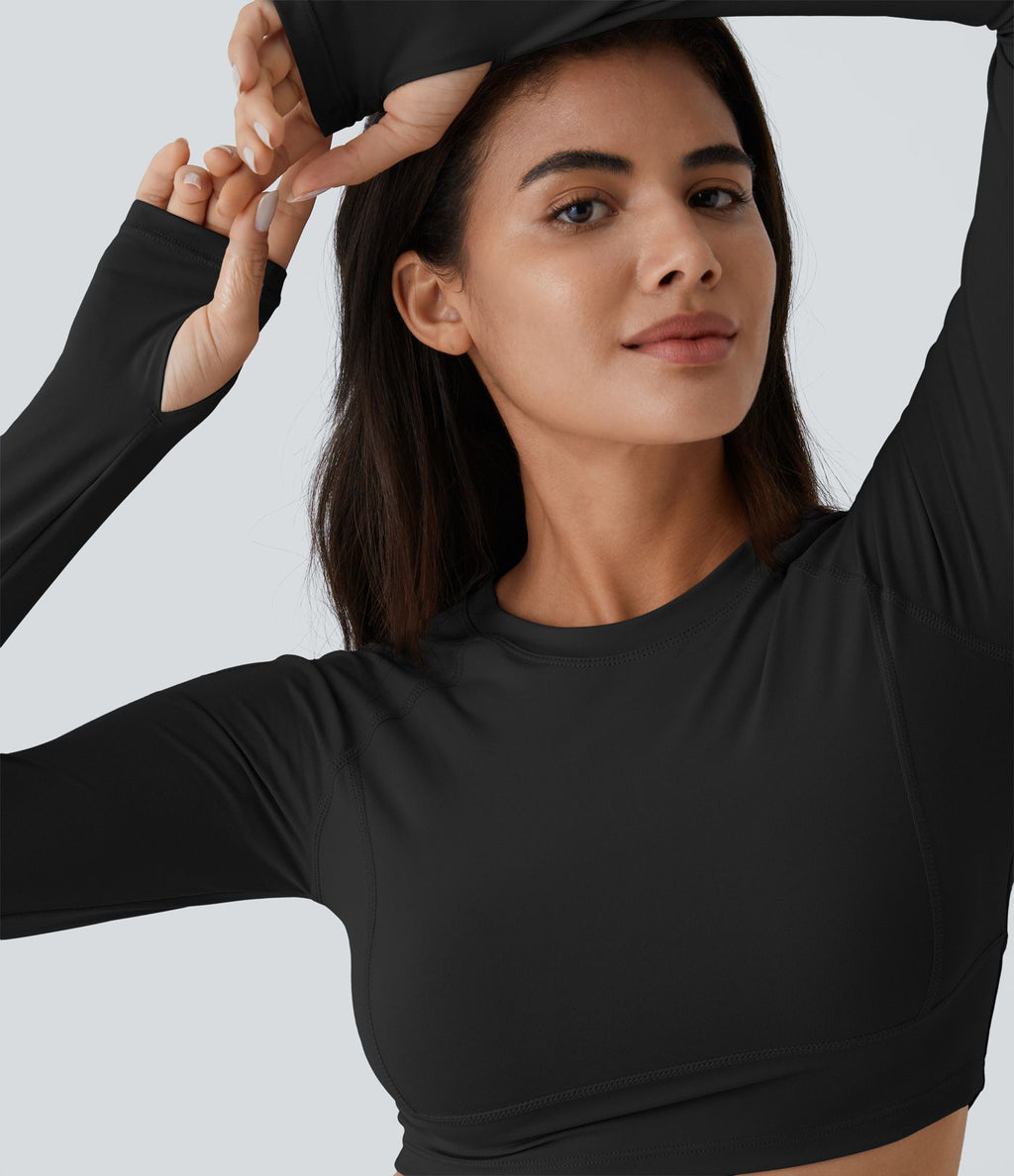 Top Sport Yoga Uni à Trou pour le Pouce Coupe Courte