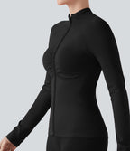 OneForm Seamless Flow Veste yoga zippée froncée à manches longues