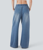 Jean ample en denim extensible à taille basse avec cordon Halara Flex™ avec multiples poches