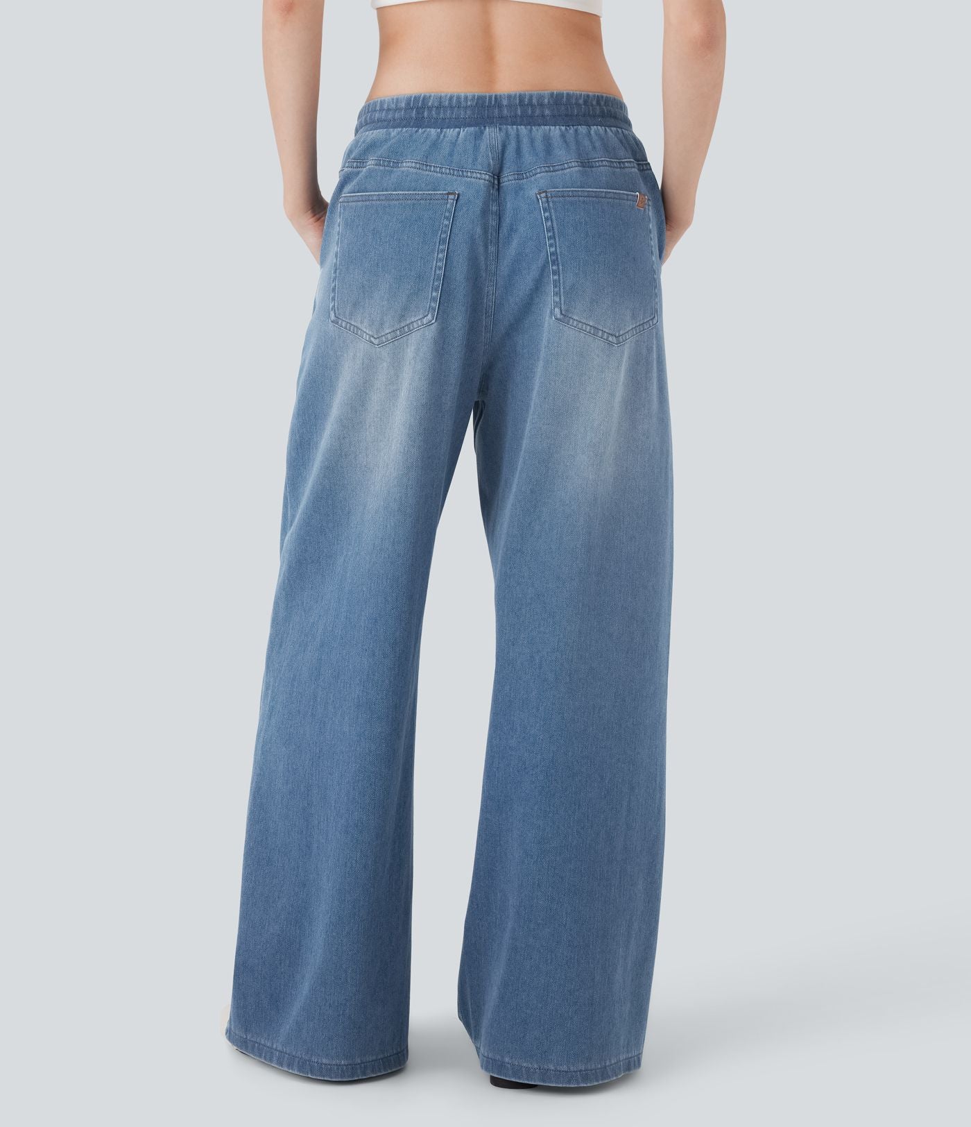 Jean ample en denim extensible à taille basse avec cordon Halara Flex™ avec multiples poches