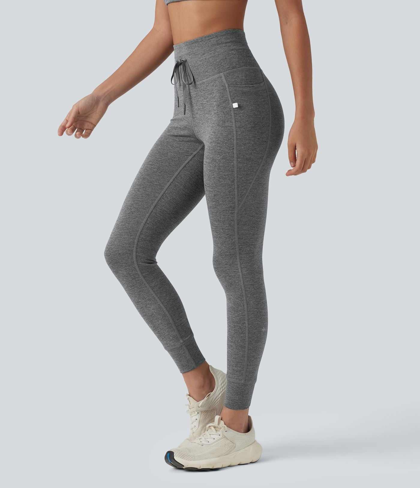 Legging 7/8 de yoga chiné taille haute séchage rapide avec cordon de serrage Halara UltraSculpt™ et poches