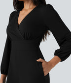 Combinaison tailleur à jambes larges, col V, manches longues, avec poches – Édition Easy Peasy