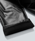 Pantalon fuselé 7/8 décontracté PU molleton extensible taille haute avec cordon et poches
