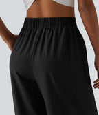Pantalon large fluide resort plissé taille haute séchage rapide Breezeful™ avec poches