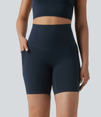 Halara UltraSculpt™ Cycliste de course 17,5 cm taille haute croisée ventre plat, dos croisé et poches