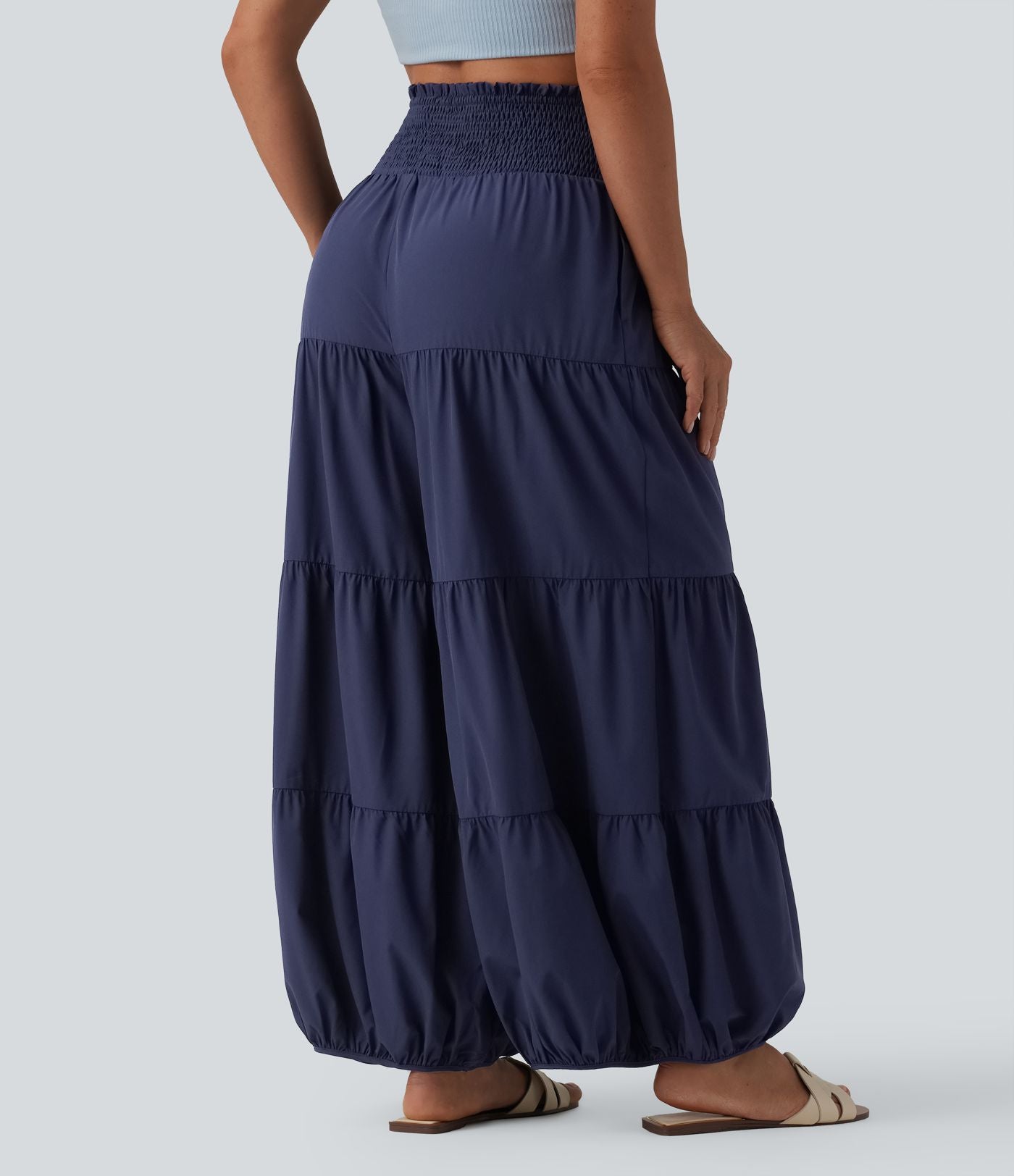 Pantalon bouffant Breezeful™ coupe ballon froncé noué séchage rapide taille haute avec poches