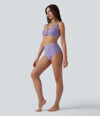 Bas de bikini gainant jacquard taille haute
