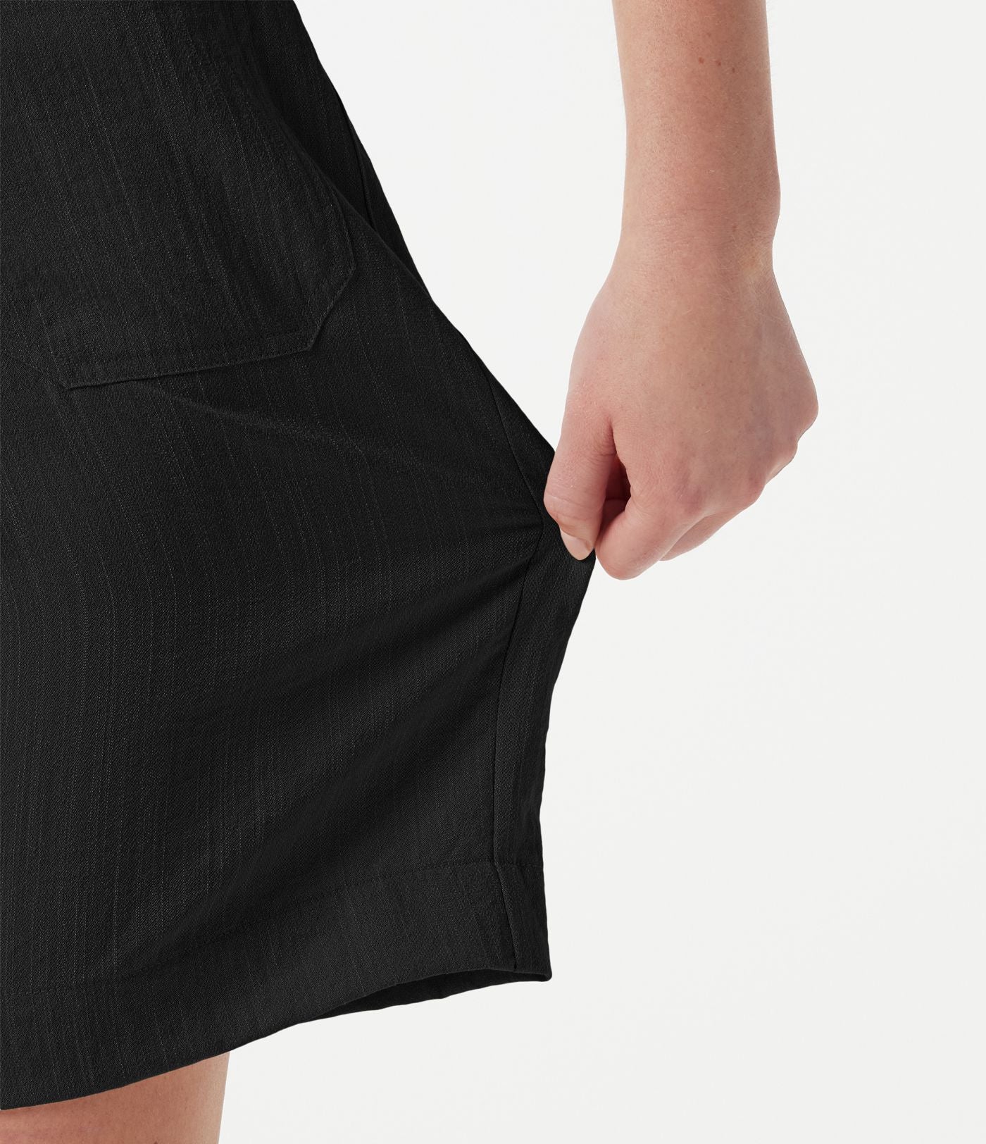 Short casual taille haute toucher lin 17,5 cm avec poches
