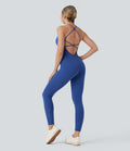 Combinaison de yoga moulante SoftlyZero™ sans manches dos nu à bretelles croisées