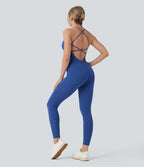 Combinaison de yoga moulante SoftlyZero™ sans manches dos nu à bretelles croisées