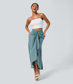 Jupe fluide de Vacances Breezeful™ Séchage Rapide Taille Haute Dos Noué Torsadé