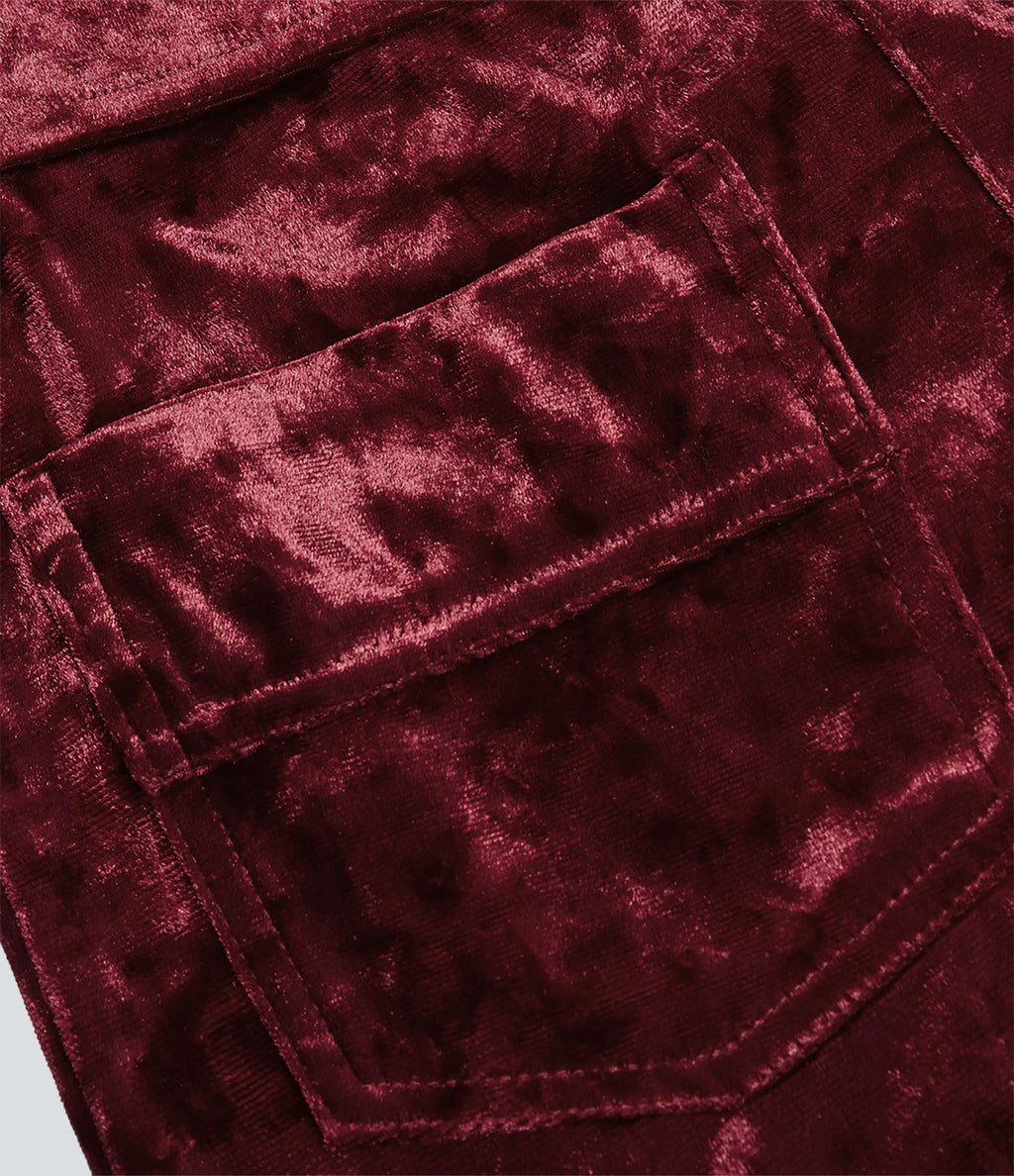 Pantalon en Velours Taille Haute avec Bouton Multipoches Droites