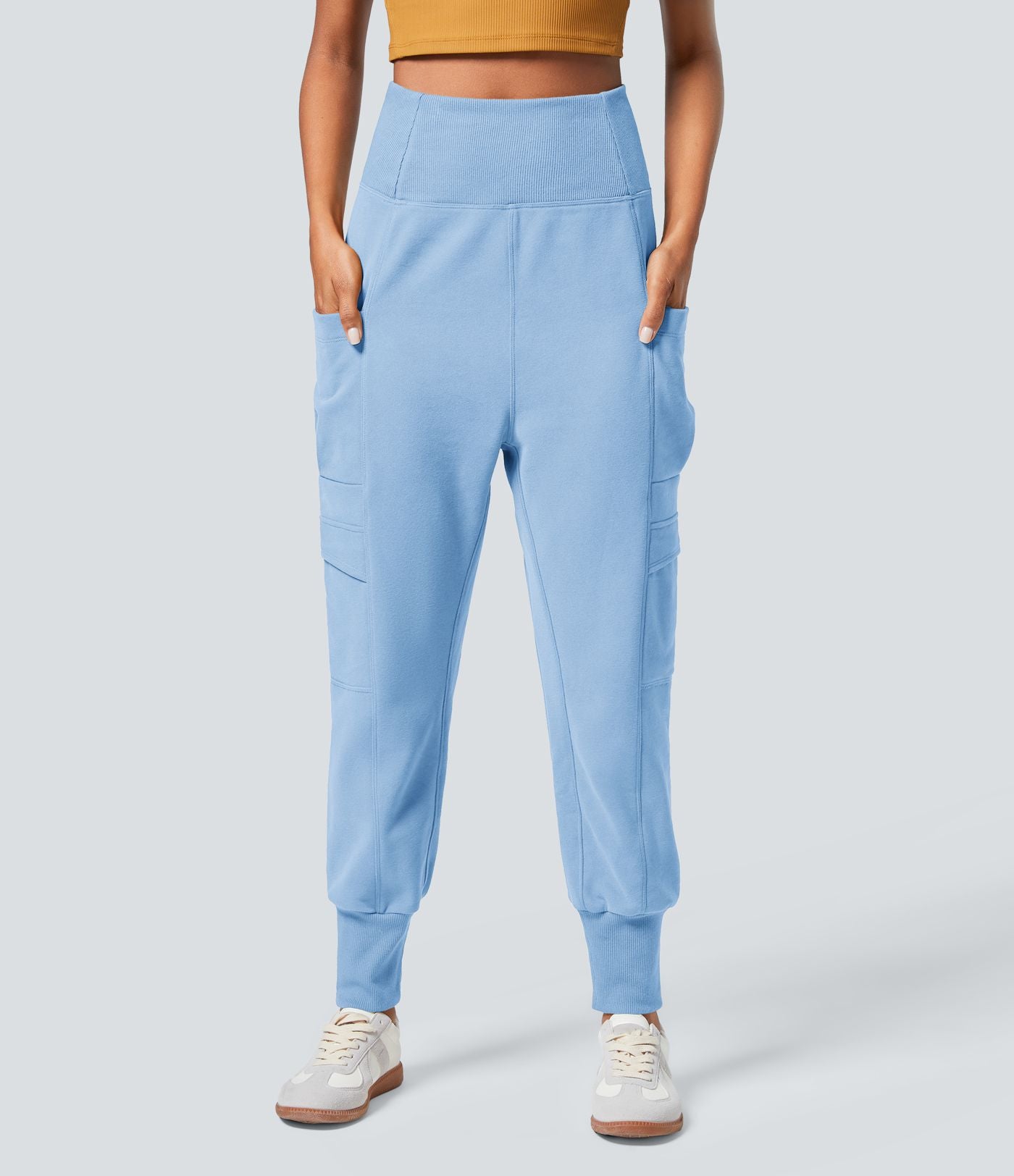 Jogging jogging cargo sarouel en polaire taille haute avec poches multiples