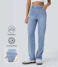 Jean droit slim Halara Flex™ taille haute avec multiples poches effet frais InstantCool en maille denim extensible délavée