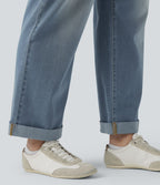 Plus Size Halara Flex™ Jean slim décontracté taille haute ourlet roulotté avec poches