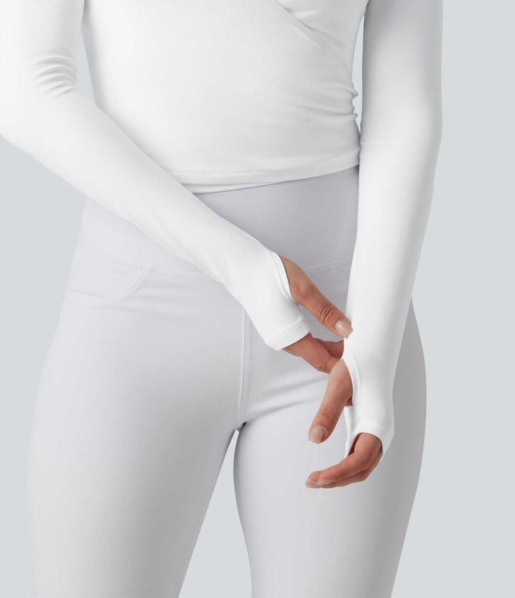 Haut casual SoftlyZero™ cache-cœur à manches longues avec passe-pouces, protection solaire UPF 50+