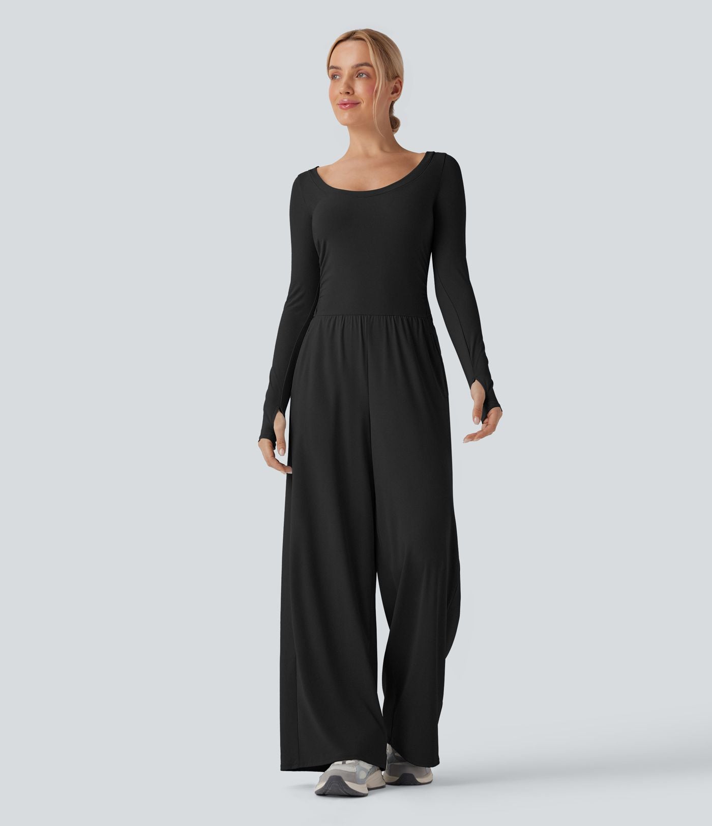 Combinaison workout SoftlyZero™ Airy manches longues trous pouces Cool Touch avec poches - Édition Easy Peasy