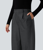 Pantalon de travail Halara Flex™ droit à rayures, taille haute, avec poches