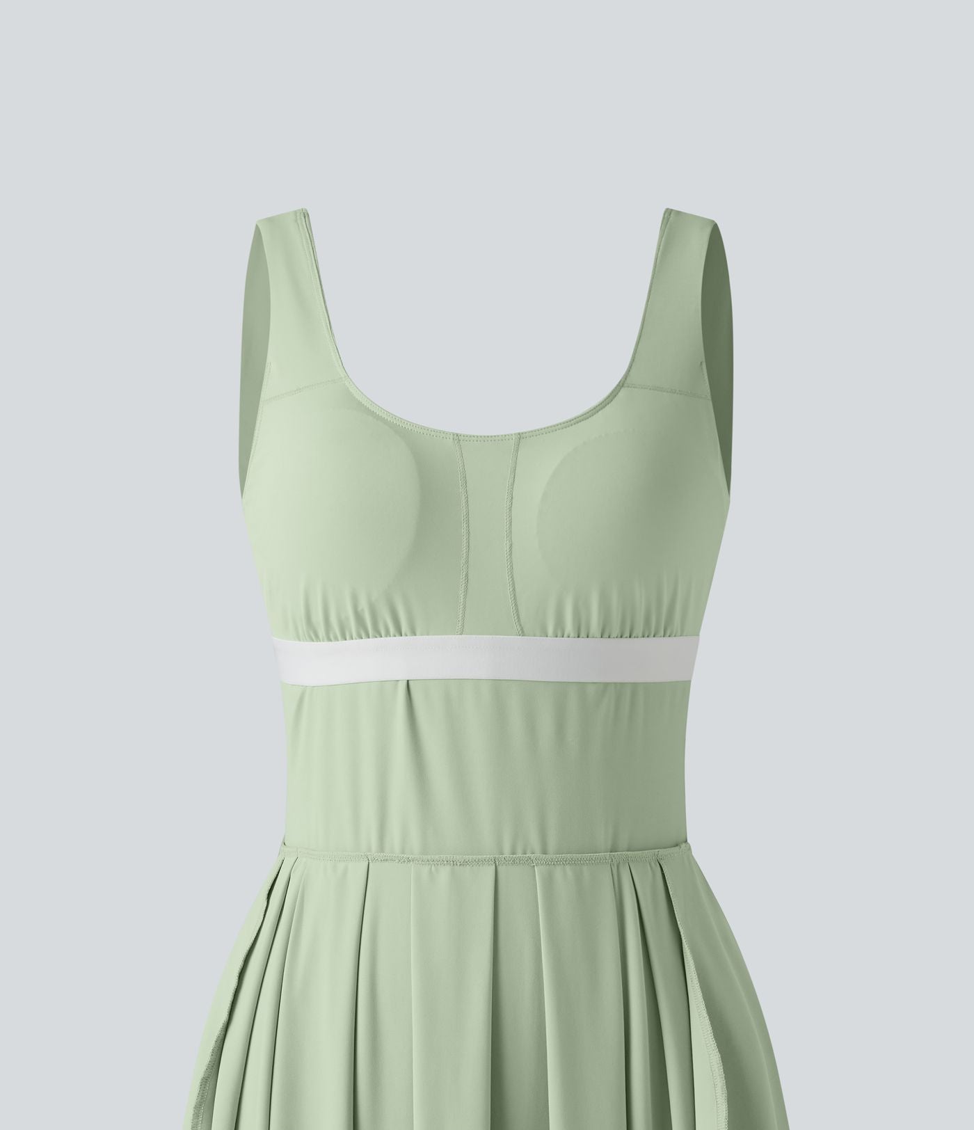 Robe midi fluide à bretelles col U avec brassière intégrée et poches