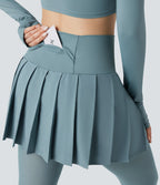 Legging à jupe étrier danse Breezeful™ 2-en-1 taille haute plissé résille contrastante séchage rapide avec poches