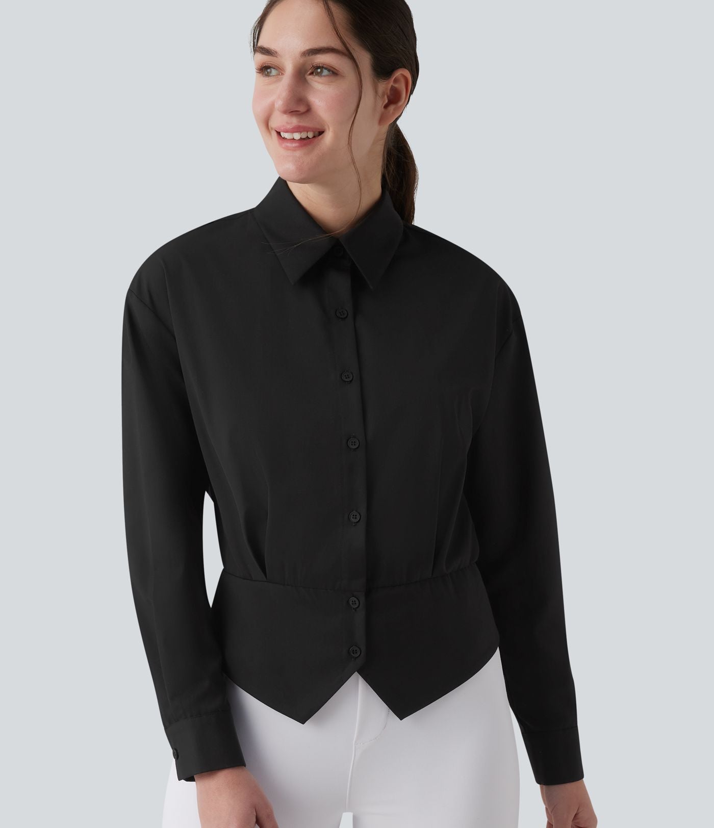 Chemise tailleur col manches longues taille cintrée ajustable