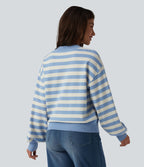Pull casual col rond à manches longues à rayures
