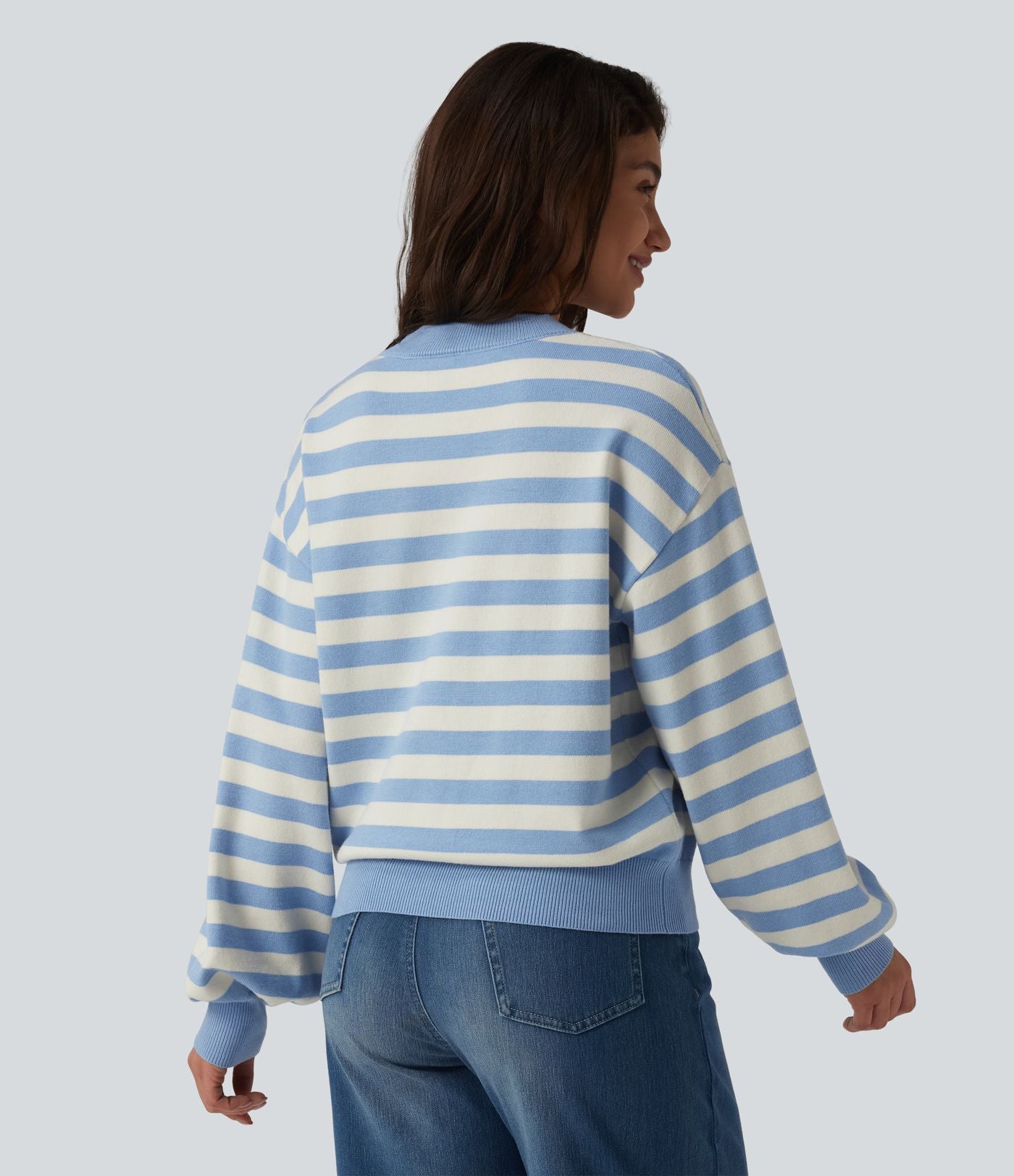 Pull casual col rond à manches longues à rayures