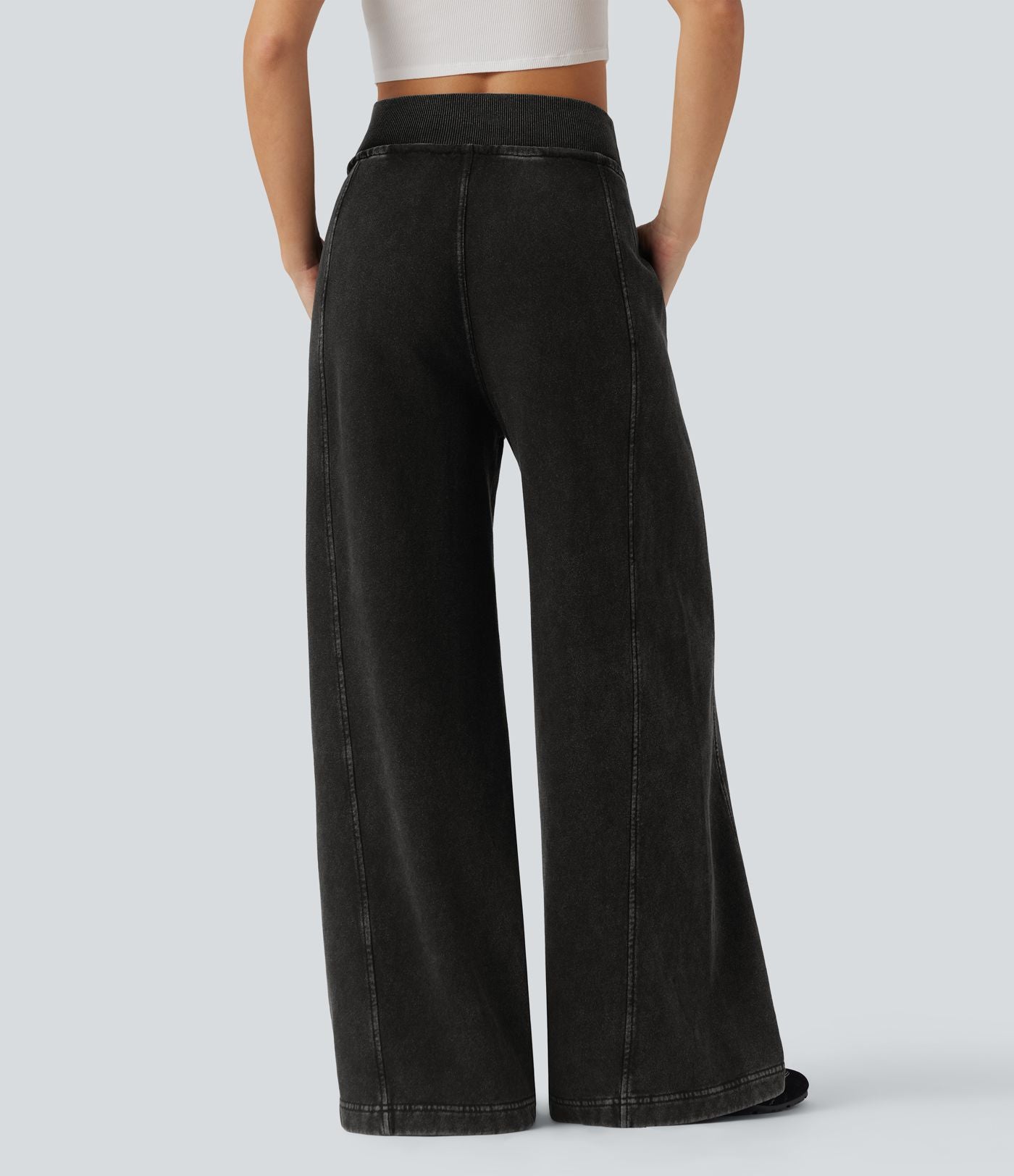 Jean jogging baggy Halara Flex™ molleton français taille haute avec cordon de serrage et poches